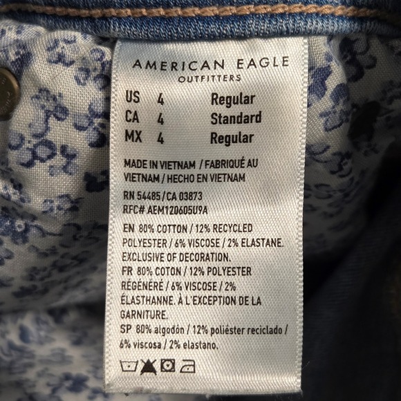 American Eagle Curvy Super High Rise Flare Jeans Light Wash Womens 4 Boho Preppy - Picture 6 of 7